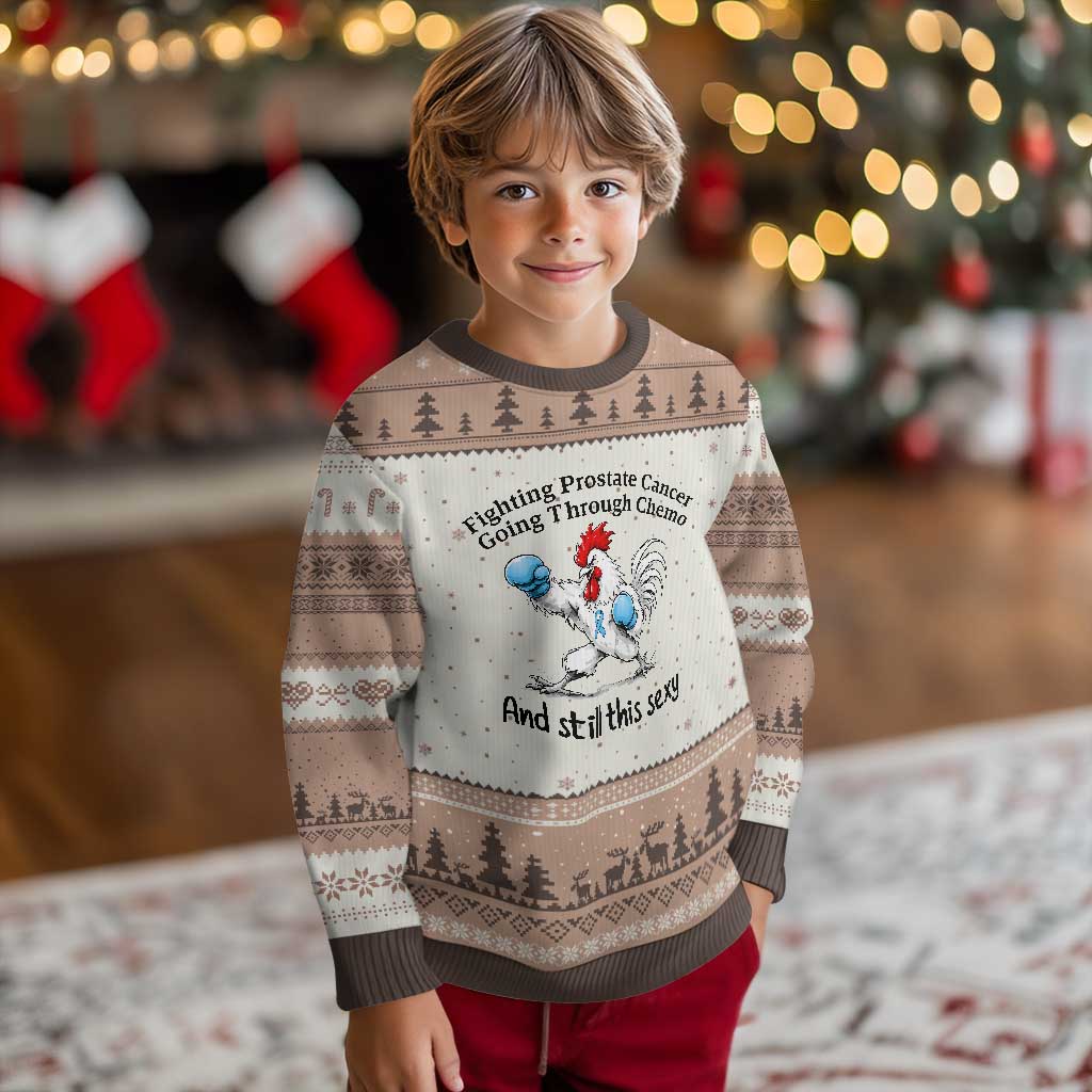 Funny Prostate Cancer Awareness Rooster Graphic Ugly Christmas Sweater Going Through Chemo Still This Sexy