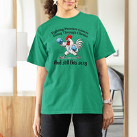 Funny Prostate Cancer Awareness Rooster Graphic T Shirt For Women Going Through Chemo Still This Sexy