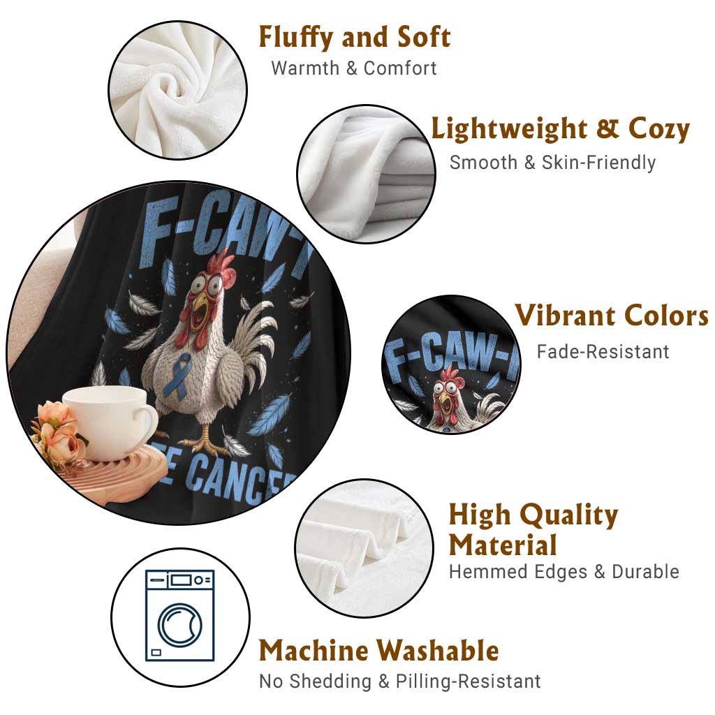 F-Caw-F Prostate Cancer Awareness Chicken Throw Blanket Funny Blue Ribbon Support
