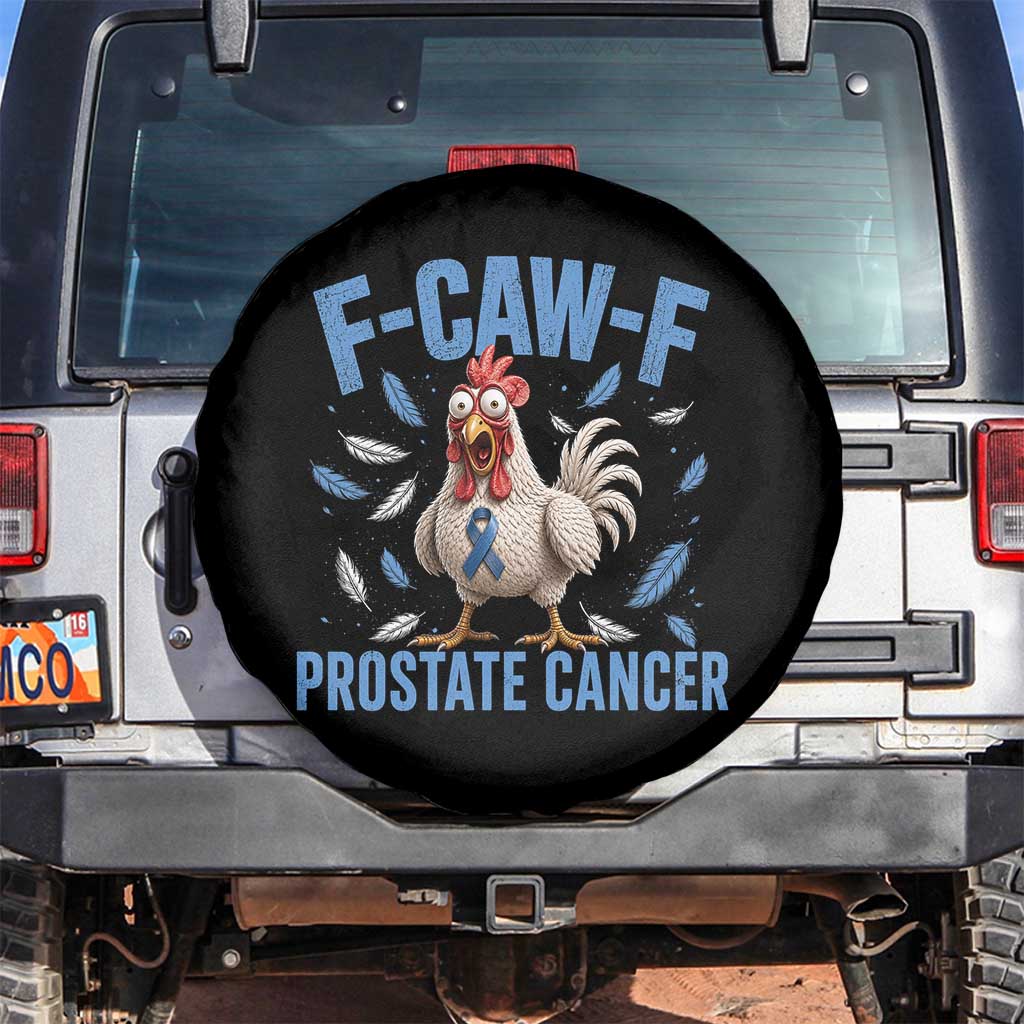 F-Caw-F Prostate Cancer Awareness Chicken Spare Tire Cover Funny Blue Ribbon Support