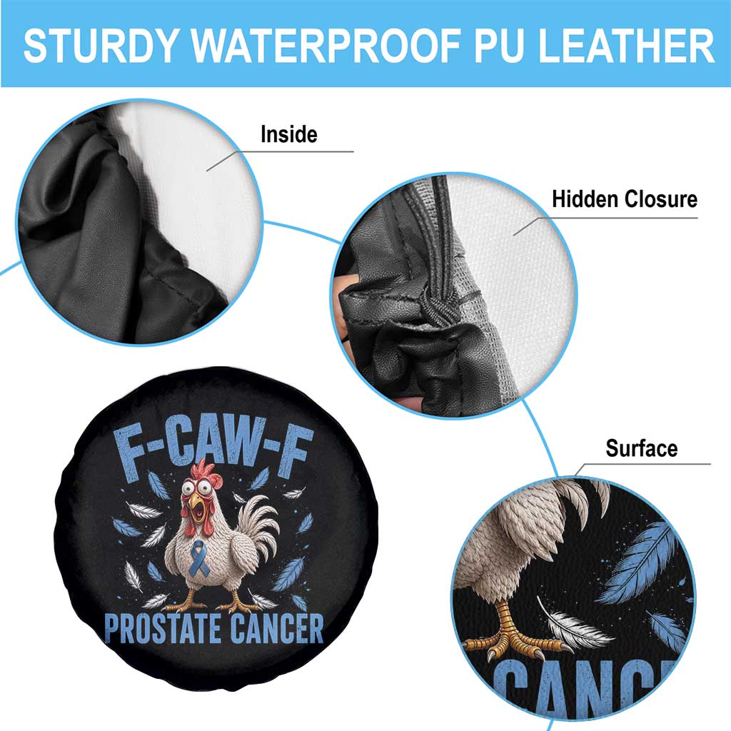 F-Caw-F Prostate Cancer Awareness Chicken Spare Tire Cover Funny Blue Ribbon Support