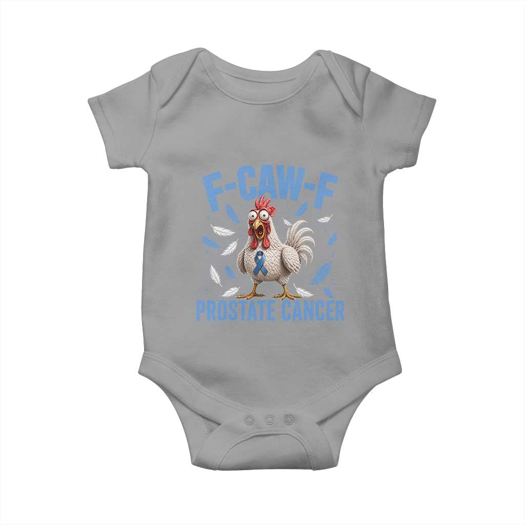 F-Caw-F Prostate Cancer Awareness Chicken Baby Onesie Funny Blue Ribbon Support