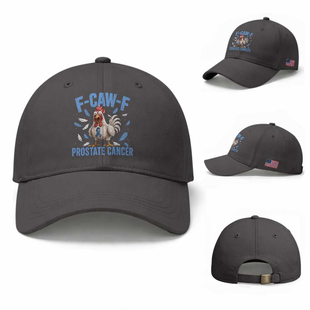F-Caw-F Prostate Cancer Awareness Chicken Baseball Cap Funny Blue Ribbon Support