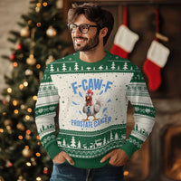 F-Caw-F Prostate Cancer Awareness Chicken Ugly Christmas Sweater Funny Blue Ribbon Support