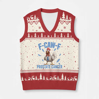 F-Caw-F Prostate Cancer Awareness Chicken V-Neck Knit Sweater Vest Funny Blue Ribbon Support