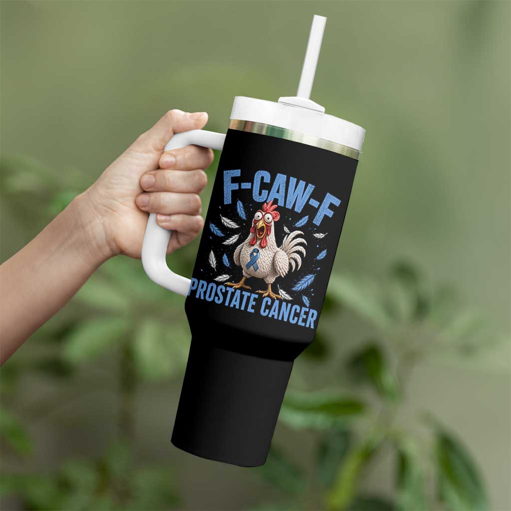 F-Caw-F Prostate Cancer Awareness Chicken Tumbler With Handle Funny Blue Ribbon Support