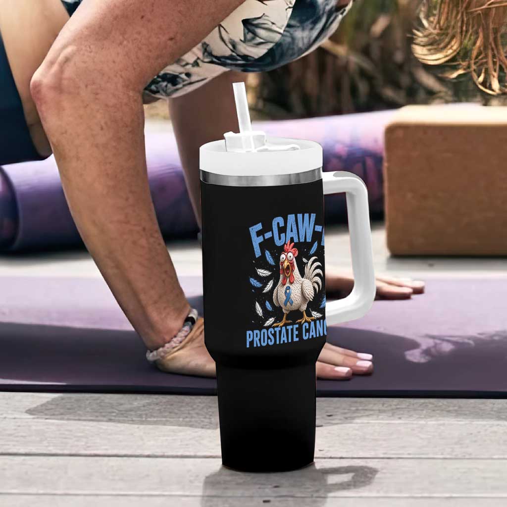 F-Caw-F Prostate Cancer Awareness Chicken Tumbler With Handle Funny Blue Ribbon Support