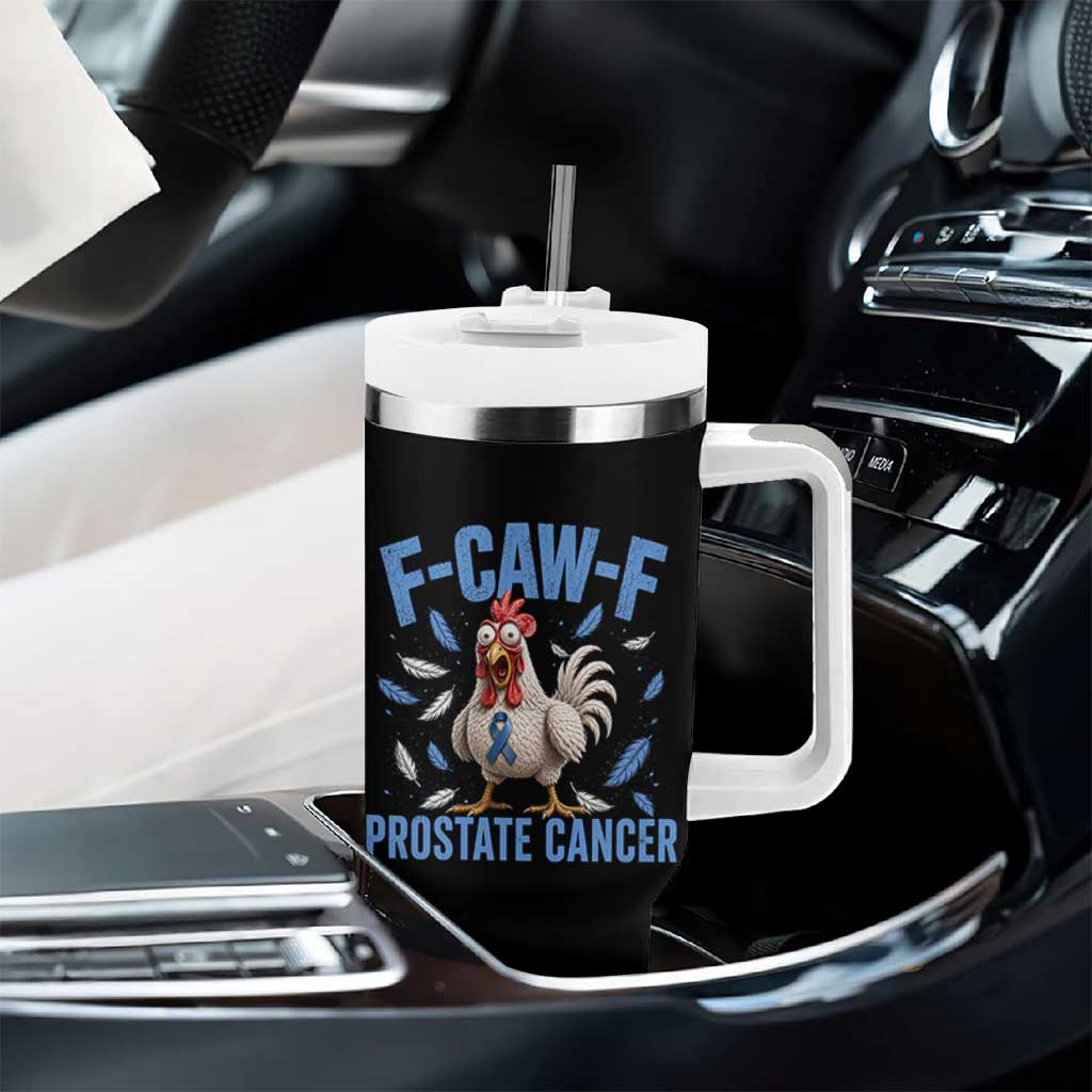 F-Caw-F Prostate Cancer Awareness Chicken Tumbler With Handle Funny Blue Ribbon Support