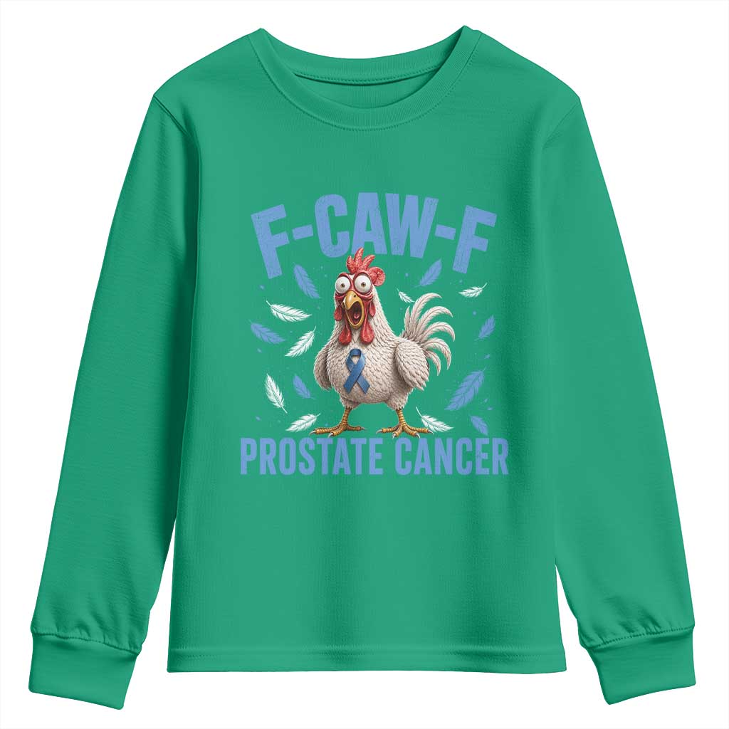 F-Caw-F Prostate Cancer Awareness Chicken Youth Sweatshirt Funny Blue Ribbon Support