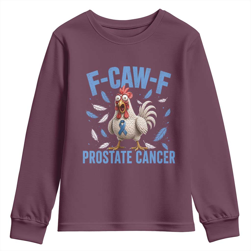 F-Caw-F Prostate Cancer Awareness Chicken Youth Sweatshirt Funny Blue Ribbon Support