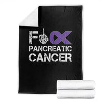 Fck Pancreatic Cancer Throw Blanket Purple Ribbon Skeleton Hand Graphic