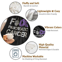 Fck Pancreatic Cancer Throw Blanket Purple Ribbon Skeleton Hand Graphic