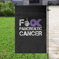 Fck Pancreatic Cancer Garden Flag Purple Ribbon Skeleton Hand Graphic
