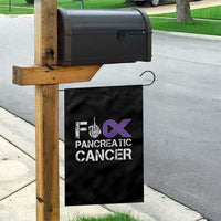 Fck Pancreatic Cancer Garden Flag Purple Ribbon Skeleton Hand Graphic