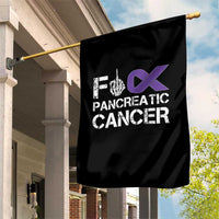 Fck Pancreatic Cancer Garden Flag Purple Ribbon Skeleton Hand Graphic