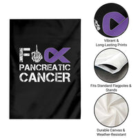 Fck Pancreatic Cancer Garden Flag Purple Ribbon Skeleton Hand Graphic