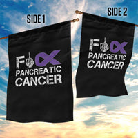 Fck Pancreatic Cancer Garden Flag Purple Ribbon Skeleton Hand Graphic