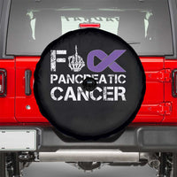Fck Pancreatic Cancer Spare Tire Cover Purple Ribbon Skeleton Hand Graphic