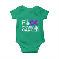 Fck Pancreatic Cancer Baby Onesie Purple Ribbon Skeleton Hand Graphic