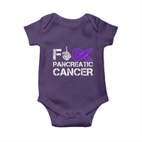Fck Pancreatic Cancer Baby Onesie Purple Ribbon Skeleton Hand Graphic