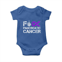 Fck Pancreatic Cancer Baby Onesie Purple Ribbon Skeleton Hand Graphic