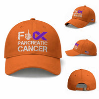 Fck Pancreatic Cancer Baseball Cap Purple Ribbon Skeleton Hand Graphic