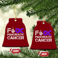 Fck Pancreatic Cancer Ceramic Ornament Purple Ribbon Skeleton Hand Graphic