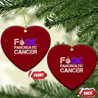 Fck Pancreatic Cancer Ceramic Ornament Purple Ribbon Skeleton Hand Graphic
