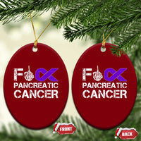 Fck Pancreatic Cancer Ceramic Ornament Purple Ribbon Skeleton Hand Graphic