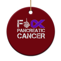 Fck Pancreatic Cancer Ceramic Ornament Purple Ribbon Skeleton Hand Graphic