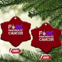Fck Pancreatic Cancer Ceramic Ornament Purple Ribbon Skeleton Hand Graphic