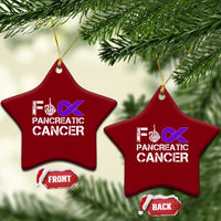 Fck Pancreatic Cancer Ceramic Ornament Purple Ribbon Skeleton Hand Graphic