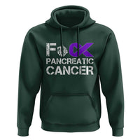 Fck Pancreatic Cancer Hoodie Purple Ribbon Skeleton Hand Graphic
