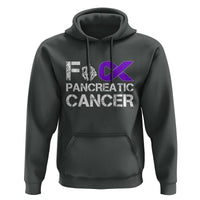 Fck Pancreatic Cancer Hoodie Purple Ribbon Skeleton Hand Graphic