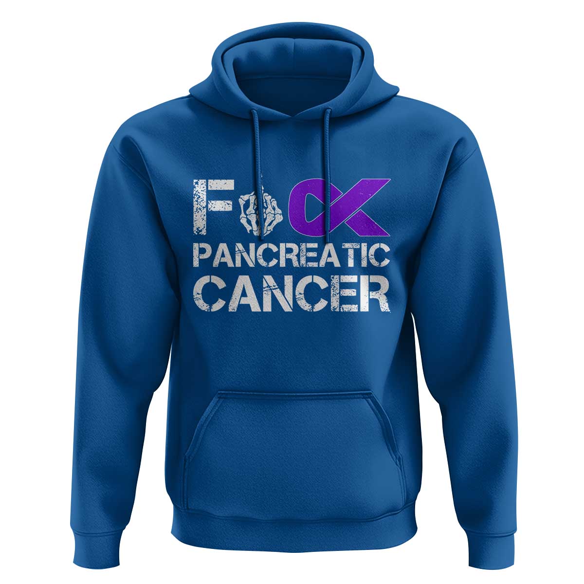 Fck Pancreatic Cancer Hoodie Purple Ribbon Skeleton Hand Graphic
