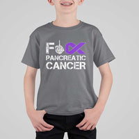 Fck Pancreatic Cancer T Shirt For Kid Purple Ribbon Skeleton Hand Graphic