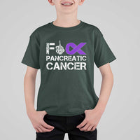 Fck Pancreatic Cancer T Shirt For Kid Purple Ribbon Skeleton Hand Graphic