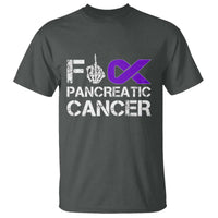 Fck Pancreatic Cancer T Shirt Purple Ribbon Skeleton Hand Graphic