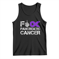 Fck Pancreatic Cancer Tank Top Purple Ribbon Skeleton Hand Graphic