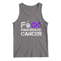 Fck Pancreatic Cancer Tank Top Purple Ribbon Skeleton Hand Graphic