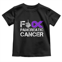 Fck Pancreatic Cancer Toddler T Shirt Purple Ribbon Skeleton Hand Graphic