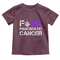 Fck Pancreatic Cancer Toddler T Shirt Purple Ribbon Skeleton Hand Graphic