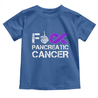 Fck Pancreatic Cancer Toddler T Shirt Purple Ribbon Skeleton Hand Graphic
