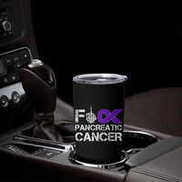 Fck Pancreatic Cancer Tumbler Cup Purple Ribbon Skeleton Hand Graphic
