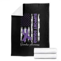 Support Squad Overdose Awareness Throw Blanket Purple Ribbon American Flag Graphic