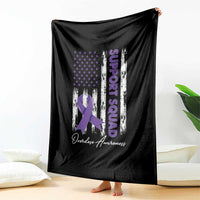 Support Squad Overdose Awareness Throw Blanket Purple Ribbon American Flag Graphic