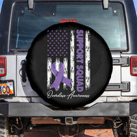 Support Squad Overdose Awareness Spare Tire Cover Purple Ribbon American Flag Graphic