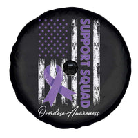 Support Squad Overdose Awareness Spare Tire Cover Purple Ribbon American Flag Graphic