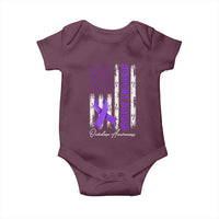 Support Squad Overdose Awareness Baby Onesie Purple Ribbon American Flag Graphic