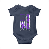 Support Squad Overdose Awareness Baby Onesie Purple Ribbon American Flag Graphic